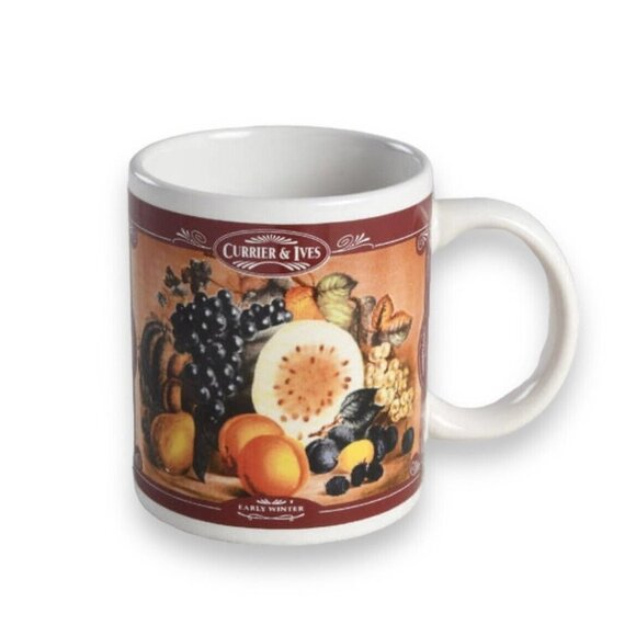 Currier and Ives Autumn Fruits Ceramic Coffee Mug Houston Harvest - Picture 1 of 4